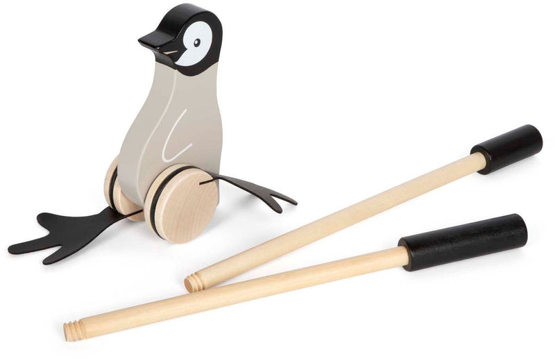 Afbeelding laden in galerijviewer, Small foot - houten duwfiguur penguin
