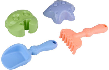 Eddy toys strandset kinderen 4-delig - zandset speelgoed met schep en hark - zandvormpjes set voor zandkasteel speelgoed - kinder strand speelgoed voor zomer en zandbak