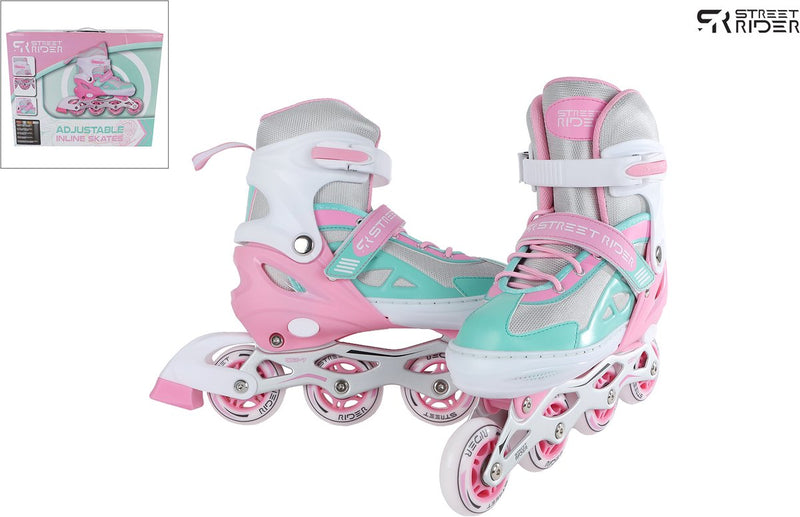 Chargez l'image dans la visionneuse de la galerie, Street rider inline skeelers roze groen verstelbaar, maat 29-32
