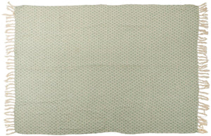 Arti casa katoenen plaid - 130 x 170 cm - decoratieve deken met franjes - groen naturel