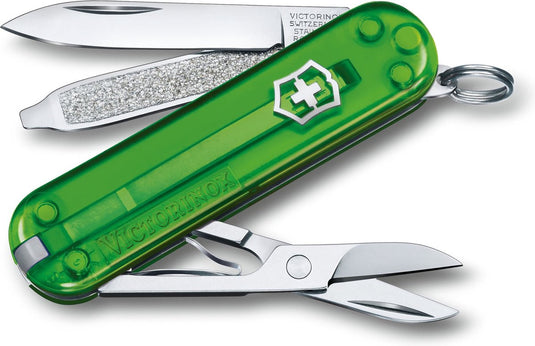 Victorinox classic sd transparent zakmes - green tea - 7 functies