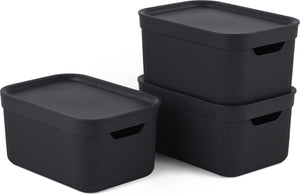 Rotho jive opbergdoxen set van 3 opbergdosen 5l met deksel, kunststof (pp gerecycled), donkergrijs, 3x5l (26,5 x 18,5 x 13,2 cm)