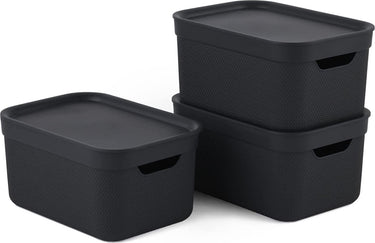 Rotho jive opbergdoxen set van 3 opbergdosen 5l met deksel, kunststof (pp gerecycled), donkergrijs, 3x5l (26,5 x 18,5 x 13,2 cm)