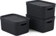 Rotho jive opbergdoxen set van 3 opbergdosen 5l met deksel, kunststof (pp gerecycled), donkergrijs, 3x5l (26,5 x 18,5 x 13,2 cm)