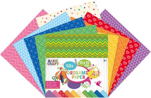 Craft sensations origami papier | 15 x 15 cm | 50 vellen | 5 verschillende designs | vouwblaadjes | met printjes op papier | knutselpapier voor kinderen
