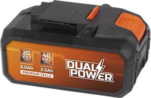Powerplus dual power batterij powdp9037 - 2x20v, 5.0ah, 2.5ah - accu voor 20v 40v toestellen - led-stroomindicator - batterijplatform
