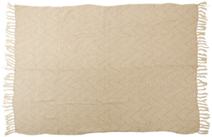 Arti casa katoenen plaid - 130 x 170 cm - decoratieve deken met franjes - katoen - beige naturel