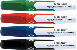 Q-connect premium whiteboard marker | ronde punt | set van 4 stuks in geassorteerde kleuren