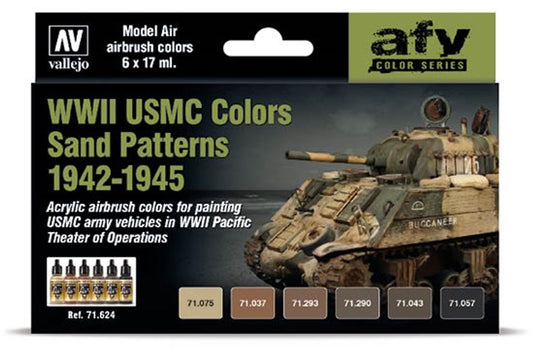 Vallejo hobbyverf acrylverf - 71624 wwii usmc colors sand patterns 1942-1945 - acryl set verf set - 6x 17 ml