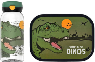Mepal lunchset (drinkfles met flipdop lunchbox) campus - 600 + 750 ml - broodtrommel en drinkbeker voor kinderen - bento box - drinkfles met flipdop - dino