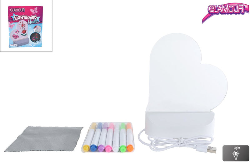 Afbeelding laden in galerijviewer, Glamour van manen lichtbord hart met usb-aansluiting en 7 stiften 16cm.

