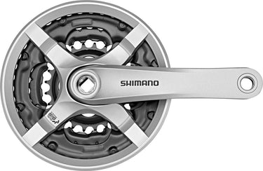 Shimano crankstel 6 7 8 speed tourney fc-ty501 met 170mm crankarm 42 x 34 x 24t met kettingscherm - zilver