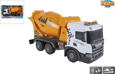2-play scania vrachtwagen betonmixer frictie met licht en geluid