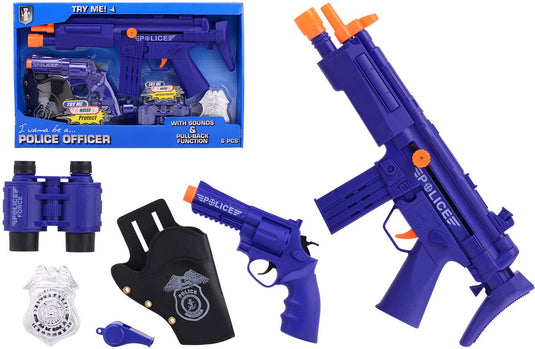Johntoy politie speelset deluxe met geluid blauw 6-delig