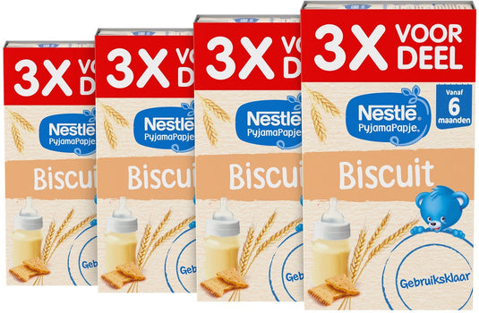 Nestlé pyjamapapje biscuit - babyvoeding 6+ maanden - gebruiksklaar - 4 stuks 3 x 250ml