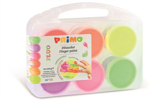 Primo - vingerverf fluor 6 potjes in koffer (6x100gr)