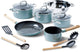 Greenpan mayflower koekenpannenset 13-delig - 13 18 20 24 28cm - 1.6 2.6l - pfas-vrije antikleeflaag - pannenset inductie - keramische pan - niet ovenbestendig - koudgrepen - blauw