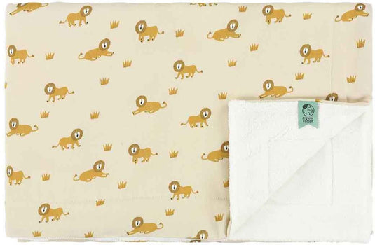 Trixie babydeken fleece 75x100cm geel - lively lion knuffeldeken.