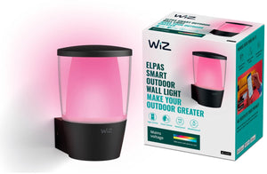 Wiz buitenlamp - elpas wandlamp - gekleurd en wit licht - slimme led verlichting - 230v - zwart