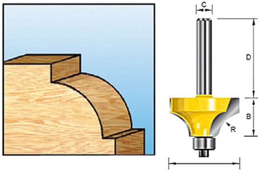 Makita d-11324 freesbit kwartrondfrees + lager s 8mm 22,23x9,53mm r4,76