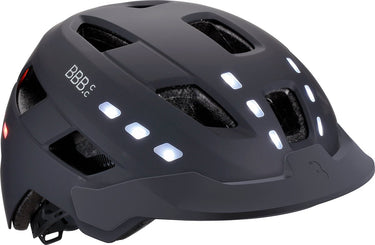 Bbb cycling fietshelm met verlichting - district led - ebike helm voor heren dames - abs shell - medium large: 54 - 60cm - mat zwart - bhe-162