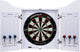 Engelhart dart cabinet hout wit – sisal dartbord – 6 steeltip darts 18 g – marker wisser – wedstrijdbord – beschermt muur en dartbord – longfield