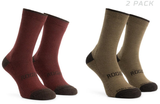 Rogelli merino wool dames en heren 2 pack fietssokken - bordeaux bruin