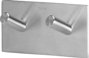 Tiger square - handdoekhaak dubbel - zonder boren - handdoekhaakjes - 3m tape - rvs geborsteld