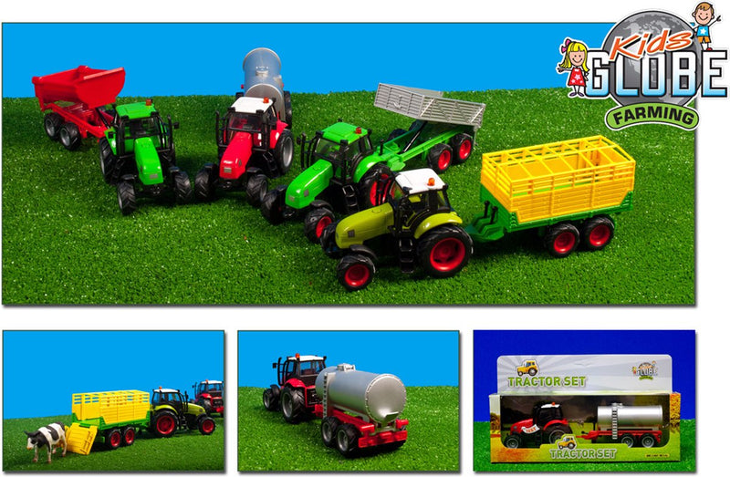 Afbeelding laden in galerijviewer, Kids globe tractor met aanhanger licht geluid 1:32
