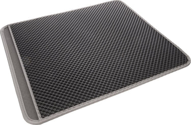 Flamingo kattenbakmat matz grijs – 70 cm l x 60 cm b x 1.3 cm h,antislip, waterdicht - honingraatstructuur - uitloopmat - placemat kat - schoonloopmat kattenbak - kattenbak accessoires - katten grit opvanger - katten mat