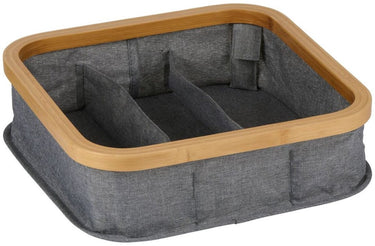 Alpina opbergmand met 9 vakken - kast organizer - bamboe en polyester - 30 x 30 x 9 cm - 6 liter
