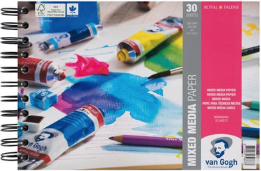 Van gogh spiraalgebonden blok met mix media-papier 30 vellen 300 g formaat 21 x 14,8 cm (a5)