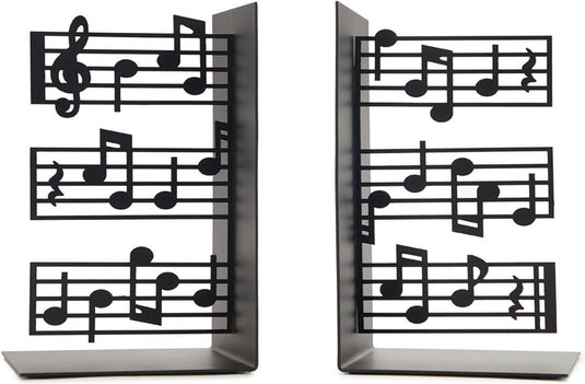 Balvi boekensteunen set muziek metaal zwart
