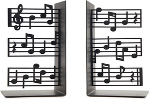 Balvi boekensteunen set muziek metaal zwart