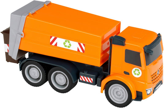 Klein toys mercedes-benz arocs - vuilniswagen - oranje - schaal 1:24 - speelgoed