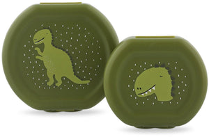 Trixie set van twee snackdoosjes met clip - mr. dino - makkelijk te openen  bpa-vrij  voor school en onderweg
