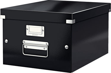Leitz wow click store middelgrote kartonnen opbergdoos - 85% gerecycled karton - 28.1 x 37 cm (bxd) - voor a4 formaten - ideaal voor kantoor en thuiswerken - zwart
