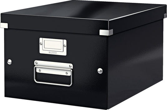 Leitz wow click store middelgrote kartonnen opbergdoos - 85% gerecycled karton - 28.1 x 37 cm (bxd) - voor a4 formaten - ideaal voor kantoor en thuiswerken - zwart