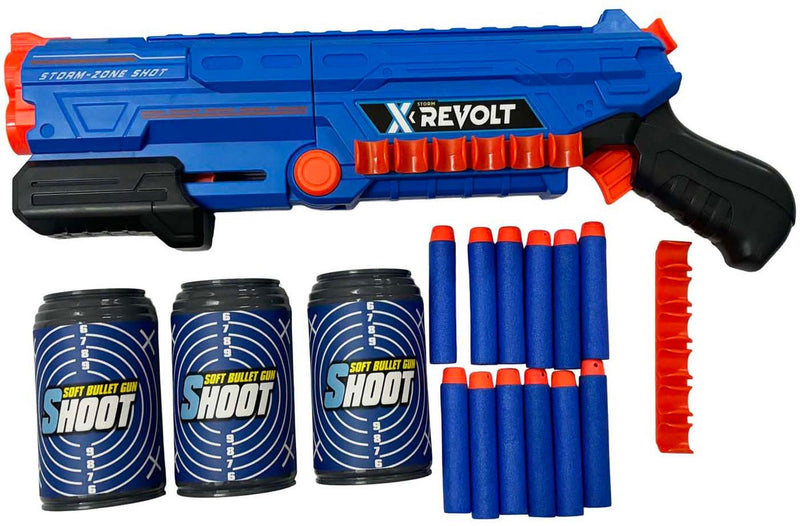 Afbeelding laden in galerijviewer, Lobbes speelgoed bv shooter x revolt - met 12 zachte pijlen en 3 blikken
