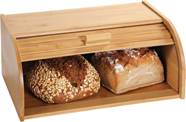 Kesper broodtrommel met rolluik - fsc® bamboe houten brooddoos met schuifdeksel - broodtrommel - brood bewaren en vers houden