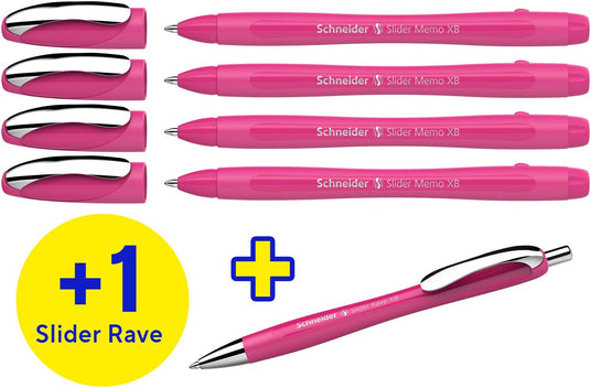 Schneider schrijfwaren schneider balpen - slider memo + rave - doosje 4 + 1 gratis - s-150265