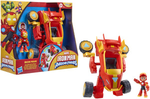 Hasbro marvel iron man and his awesome friends, 2-in-1 mech-pak en voertuig, actiefiguur en speelgoedvoertuig