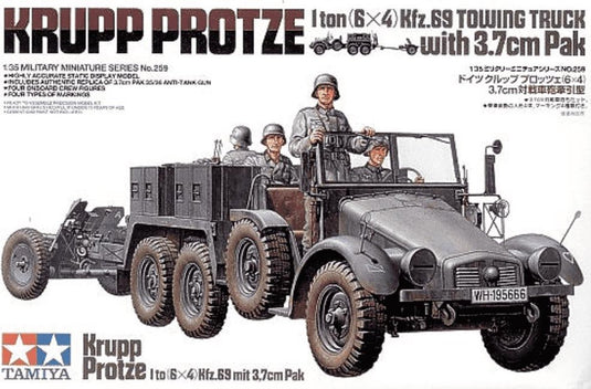 Tamiya modelbouwpakket militaire voertuigen - 35259 german krupp protze w 37mm pak with 4 figures plastic - 1:35 - modelbouw