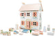 Woet ® houten poppenhuis - compleet met 20 meubels - pastelkleurig roze speelhuis voor kinderen - fsc - rollenspel speelgoed - vanaf 3 jaar