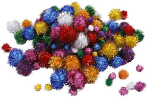 Creativ company cc pompoms multigekleurd glitter 15-40mm 75 stuks