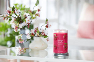 Yankee candle - red raspberry large tumbler geurkaars - 100 branduren - twee lonten