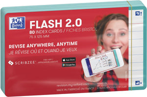 Oxford flash 2.0 - flashcards - gelijnd - a7 - mint groene rand - 80 stuks