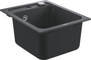 Grohe k700 composiet spoelbak - 40cm - inbouw - met overloop en automatische afvoer - granite black