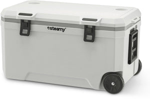 Steamy marine 120 roller - grote koelbox op wielen - speciaal voor op de boot - 120 liter - wit