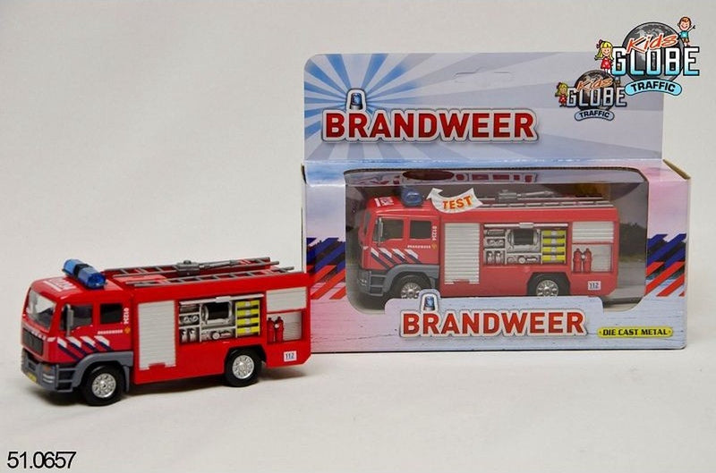 Afbeelding laden in galerijviewer, Die cast kids globe metalen brandweerauto met licht en geluid - speelgoedvoertuig: 13 cm
